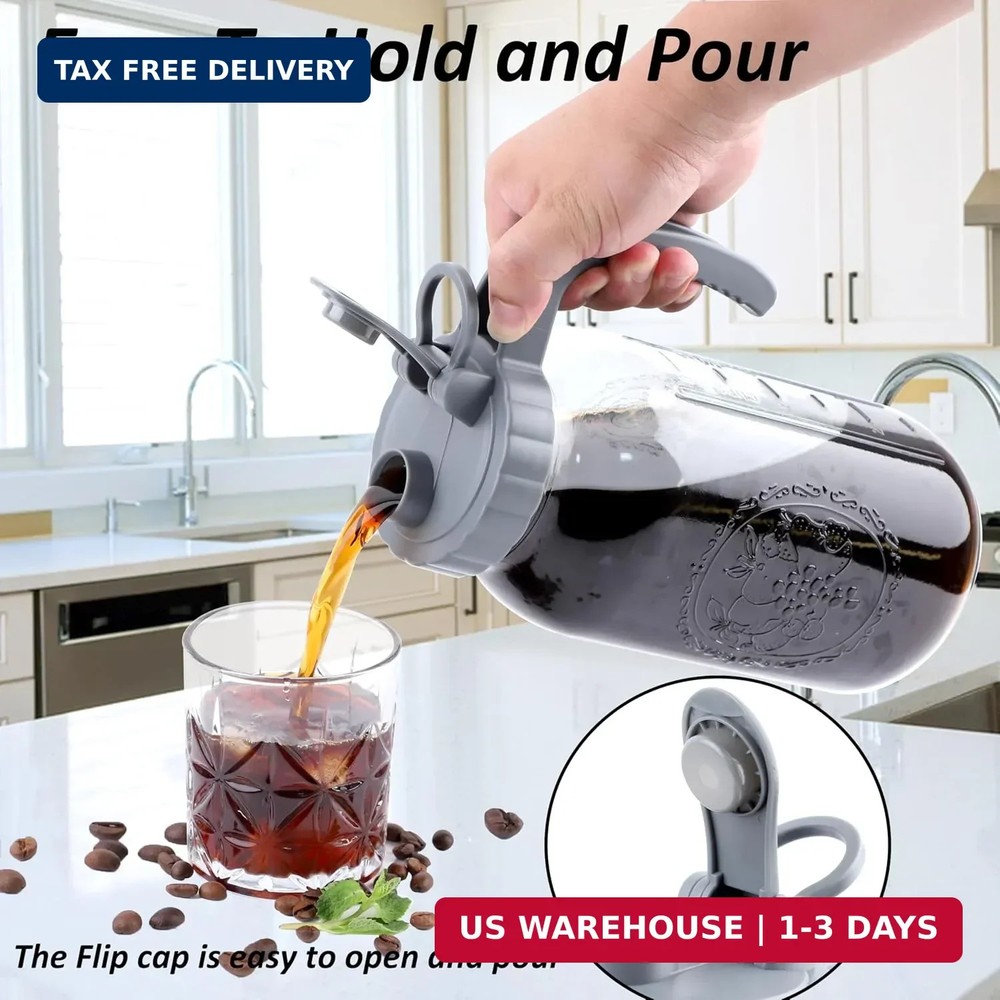 Cold Brew Coffee Maker 64 OZ 2 Pack Mason Jar Cold Brew Pitcher With Infuser 2 Q