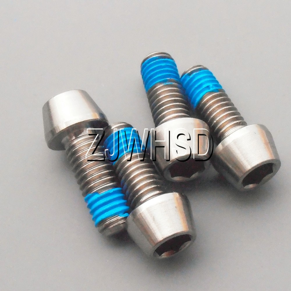 4pcs M6 x 16 Ti Titanium Screw Bolt Allen hex Taper Socket Cap Head+ThreadLocker