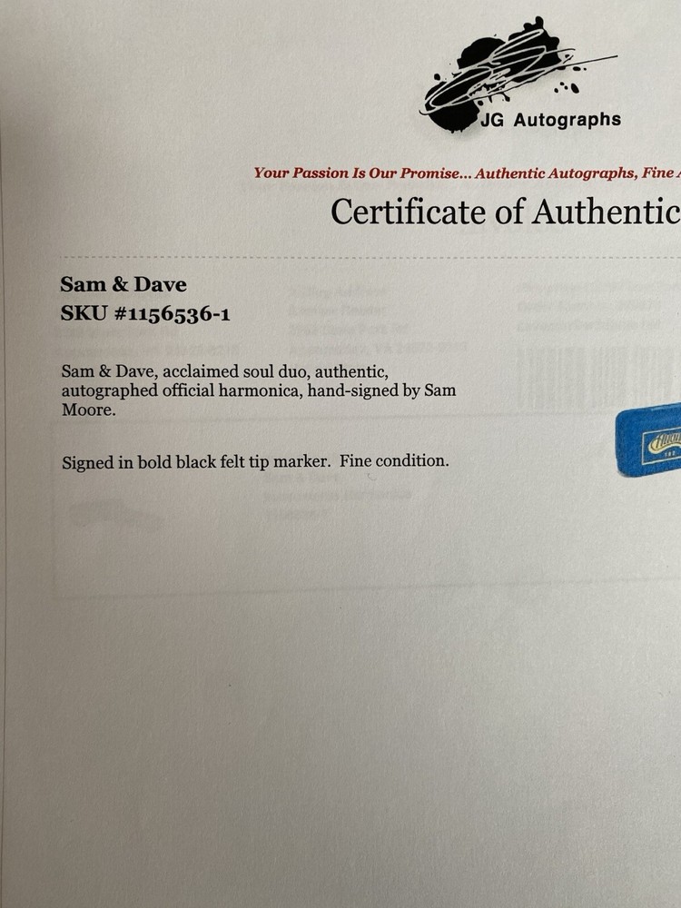 Harmonica Signed By Sam And Dave By Sam Moore Huang Str Preformer In Box