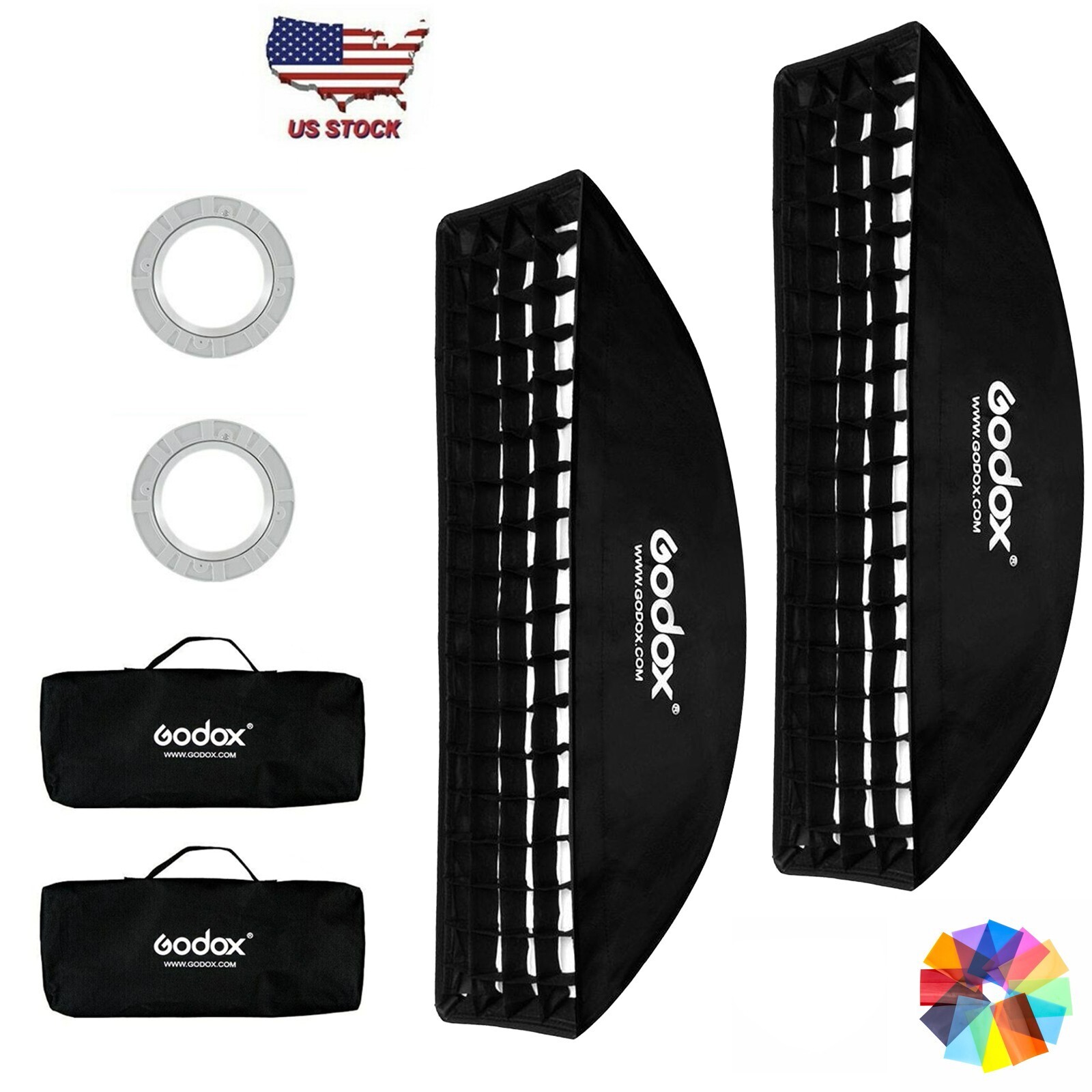2-Packs Godox 9*35 inch Honeycomb Strip Softbox Grid Bowens Mount for Studio