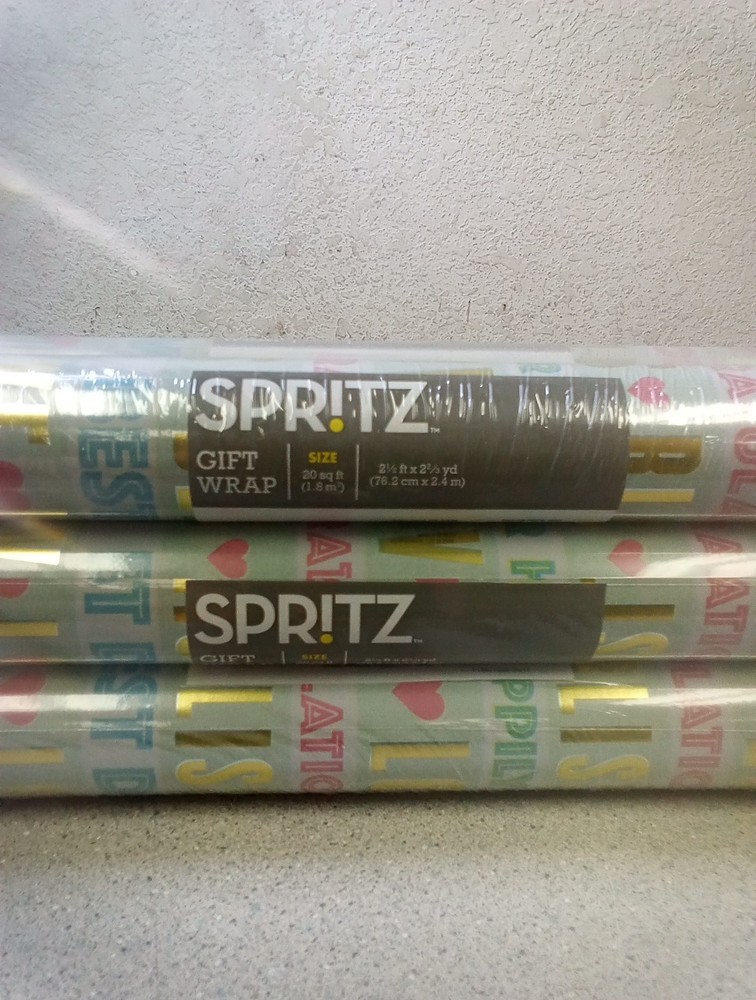 Spritz Wedding Anniversary Bulk Gift Wrapping Paper Bundle, 6 Rolls