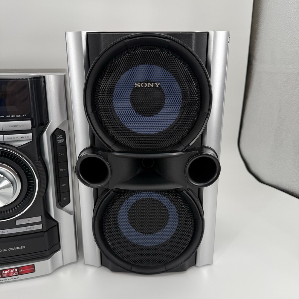 Sony MHC-EC77 3 CD Changer Mini Hi-Fi Component System W/ Speaker Pair TESTED