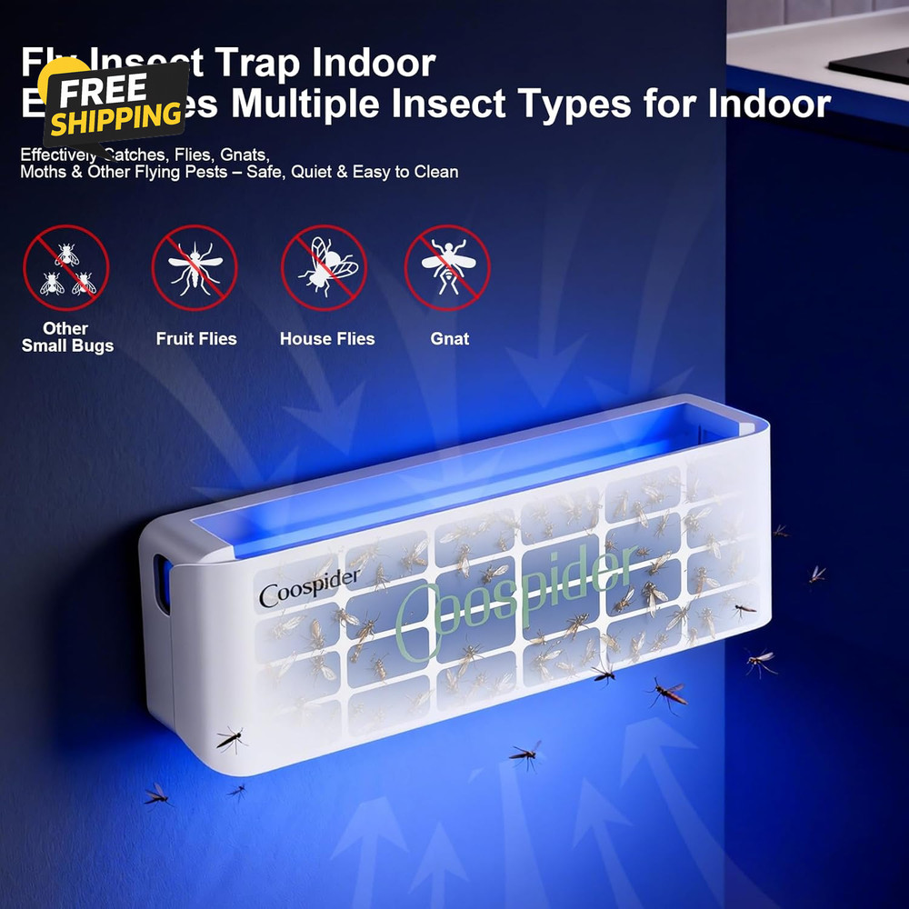 2 Pack Fly Trap Indoor, Fruit Fly Traps Wall Sconce UV Fly Light Bug Catcher