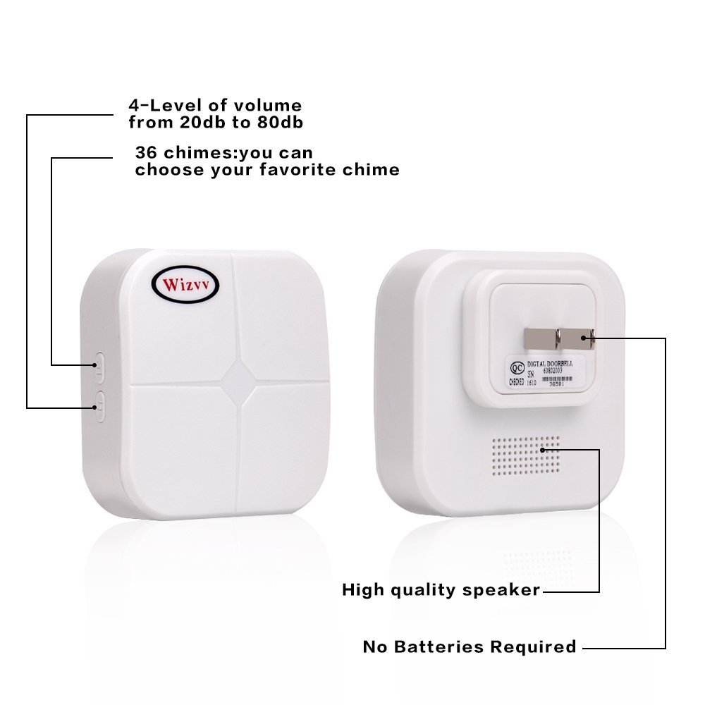 Wireless Doorbell with 1 Remote Button Operating at over 900-feet Range
