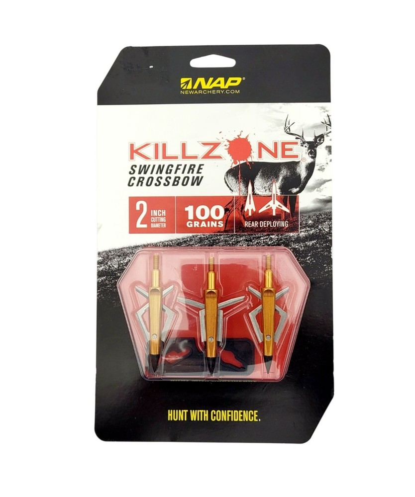 NAP Killzone Swingfire Crossbow Mechanical Broadheads 2" 100gr Rear Deploying
