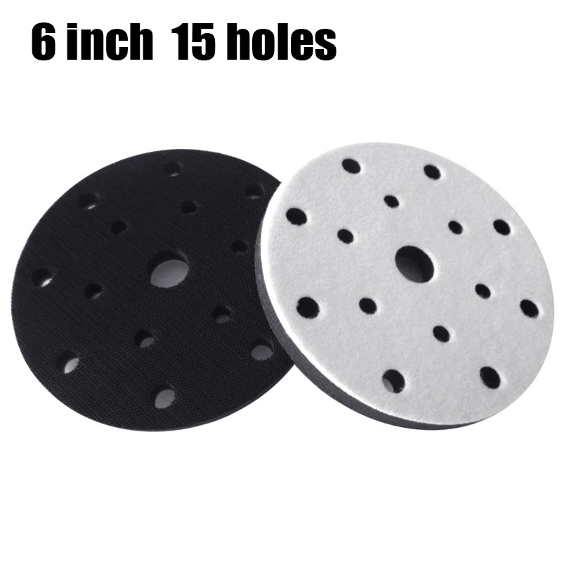 4Pcs 6" Hook & Loop Soft Sponge Sanding Disc Backing Pad Interface Pads 15-Holes