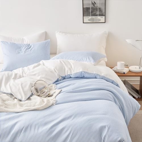 - Striped Comforter Set with Sheets, Ticking Stripe Queen Navy Blue White