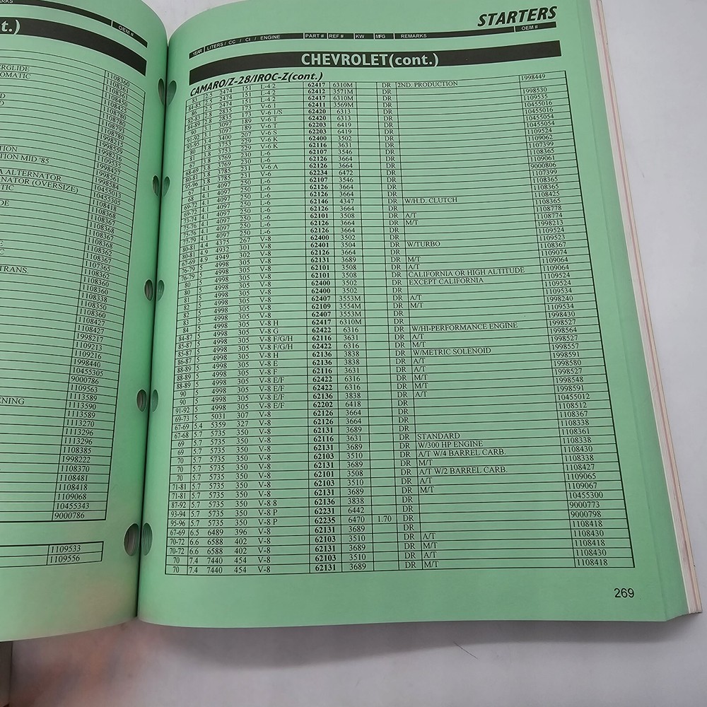 1997 Apptrak OEM Application Identification Aternatator Starter Parts Catalog
