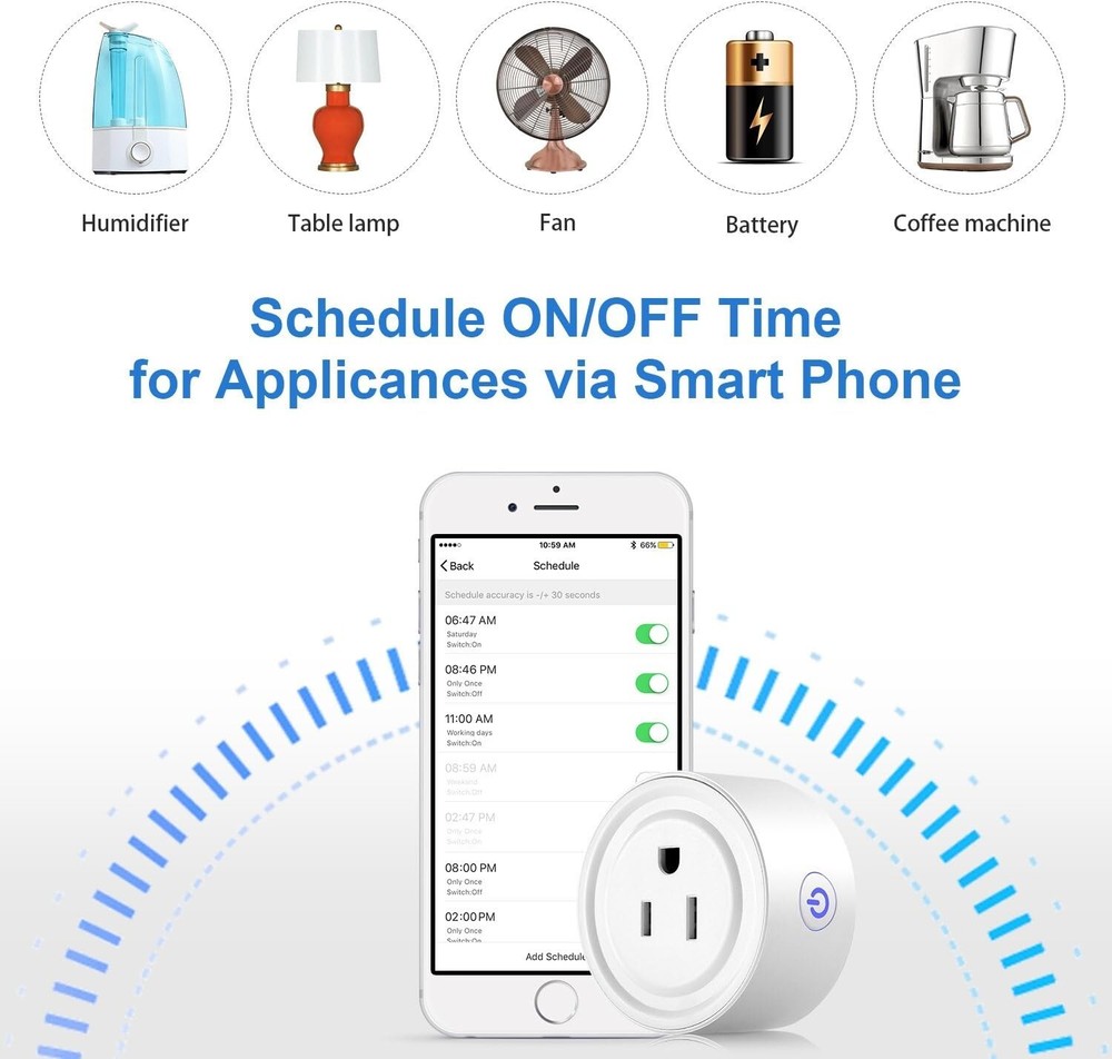 Tenswall Smart Plug 2 Pack Wi-Fi Enabled Mini Smart Socket for Alexa Google Home