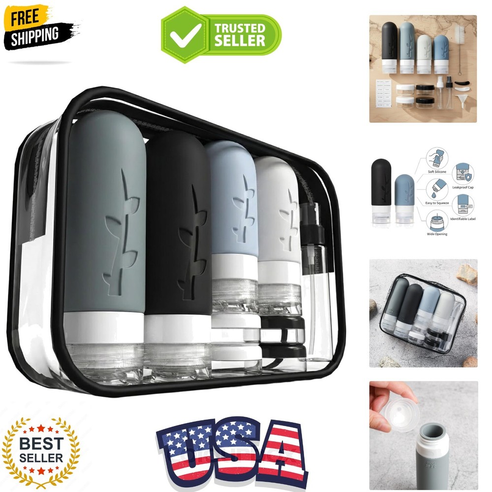 Travel Bottles Kit 16 Pack - TSA Approved, Leak Proof Silicone Squeezable Con...