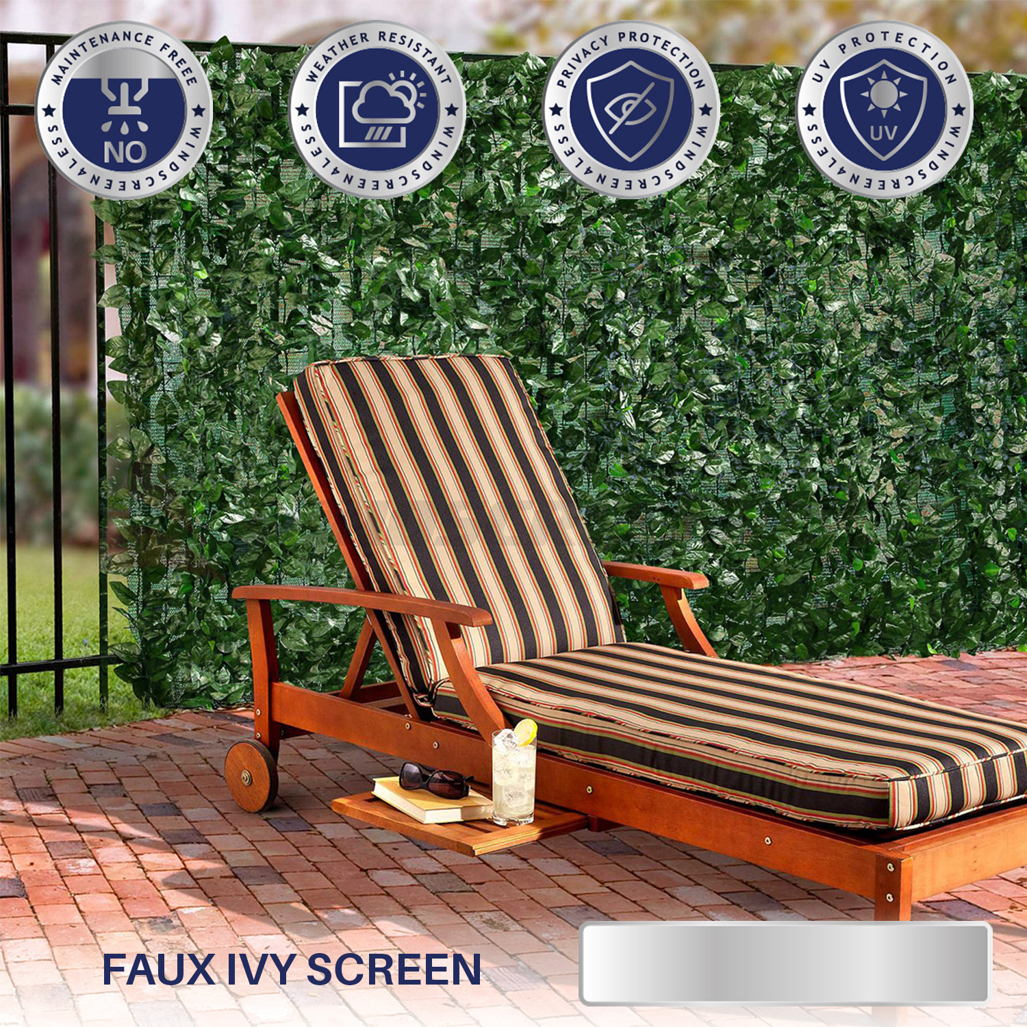 39" (H) Faux Ivy Leaf Privacy Fence Screen Decor Panels Windscreen Patio Garden
