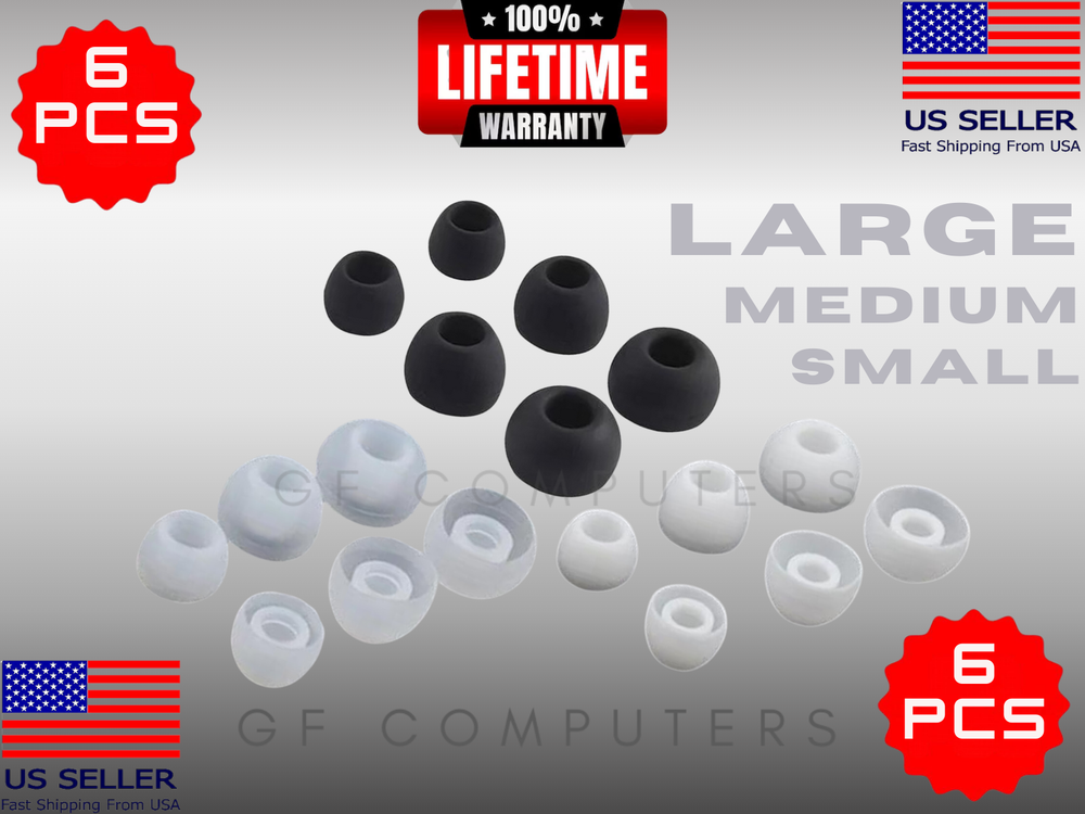 6 SML Earbud Tips Silicone Cushion Ear Plugs Replacement for Otium Audio