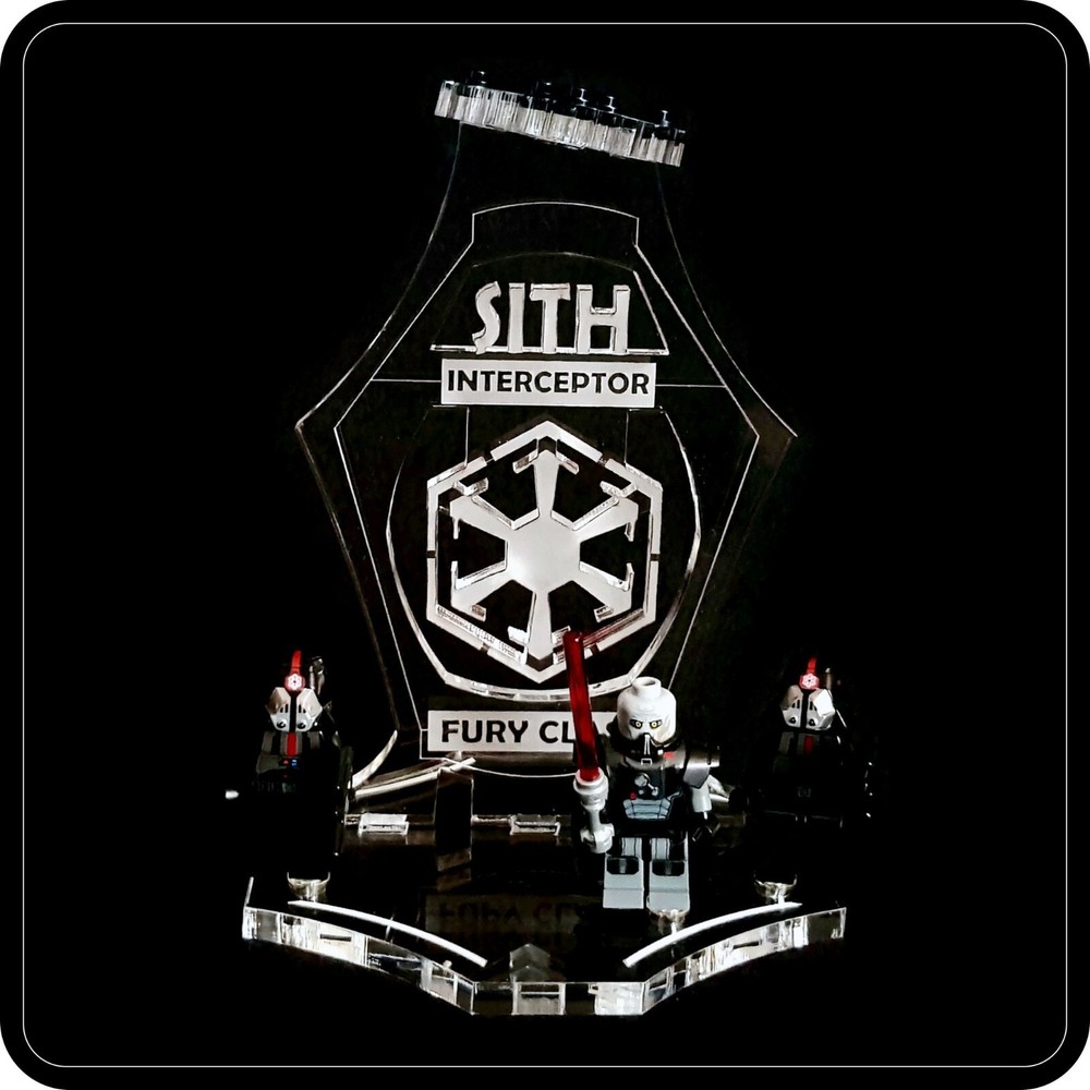 Display stand 3D angled +slots for Lego 9500 Sith Interceptor (Star Wars)
