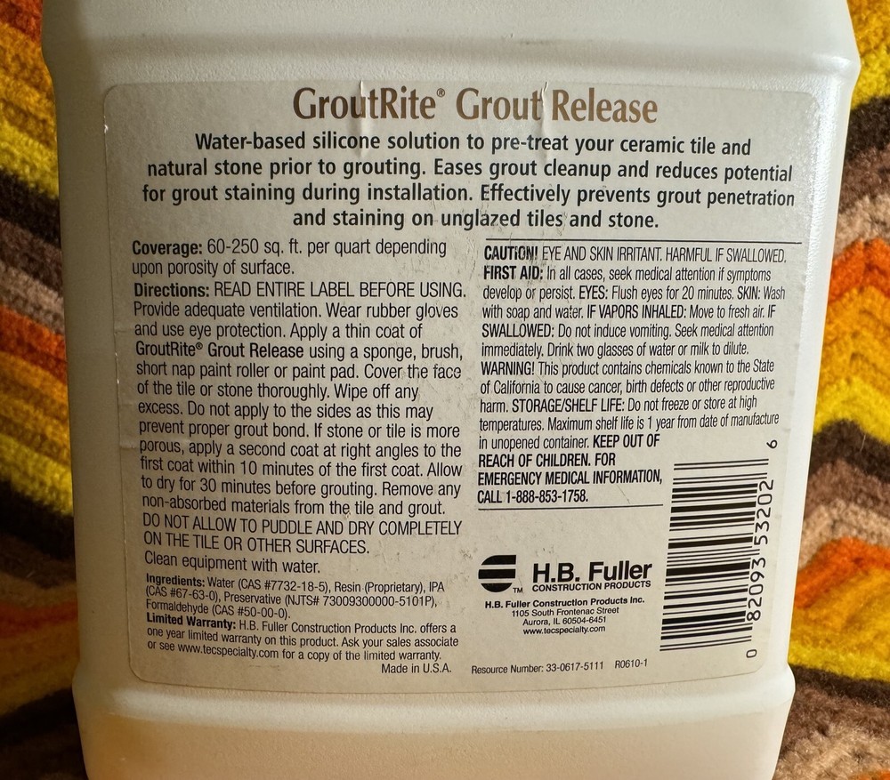 TEC GroutRite Grout Release, Specialty Grout Release - 1 Quart (32 oz)