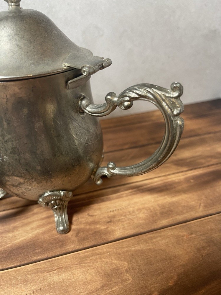 Silver Plated Coffee Tea Set Footed Serving Pot Creamer Sugar Bowl Vintage