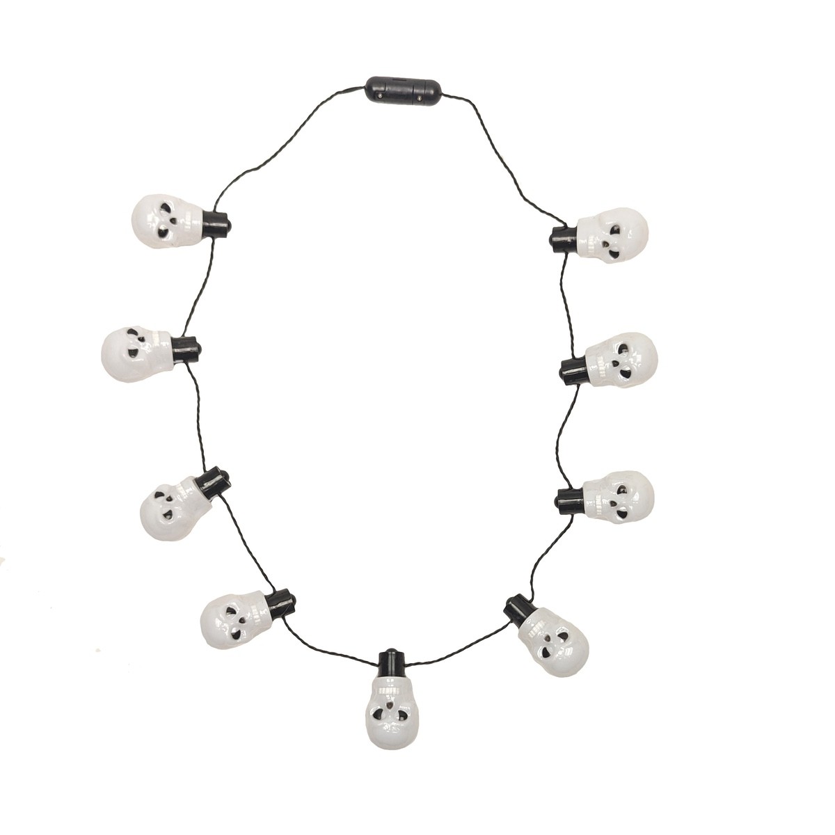 Glow Dark Skull LED Light Up Necklace Halloween Costume Jewelry Party Supplies