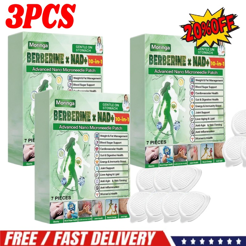 3 BOX MORINGA BERBERINE 10IN1 ADVANCEDNANO MICRONEEDLEPATCH 7PCS/BOX TY H O