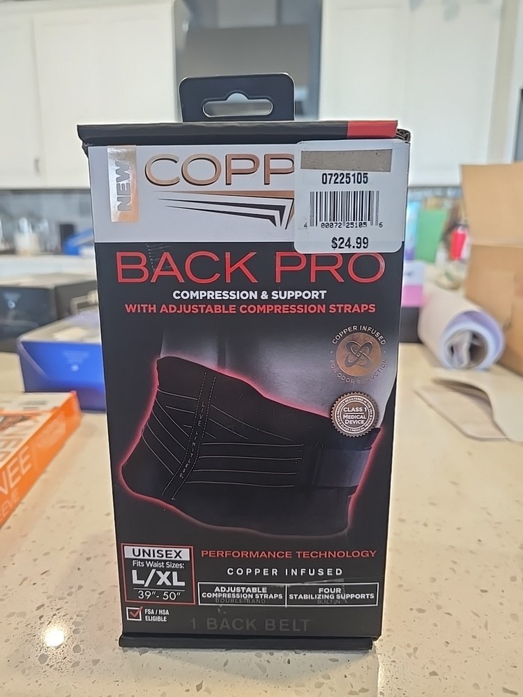 Copper Fit Black Back Pro Compression & Support With Adjustable Straps L / XL