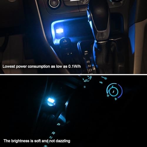 Car Interior Atmosphere Lamp, Plug-in USB Interface LED Vehicle Ice Blue