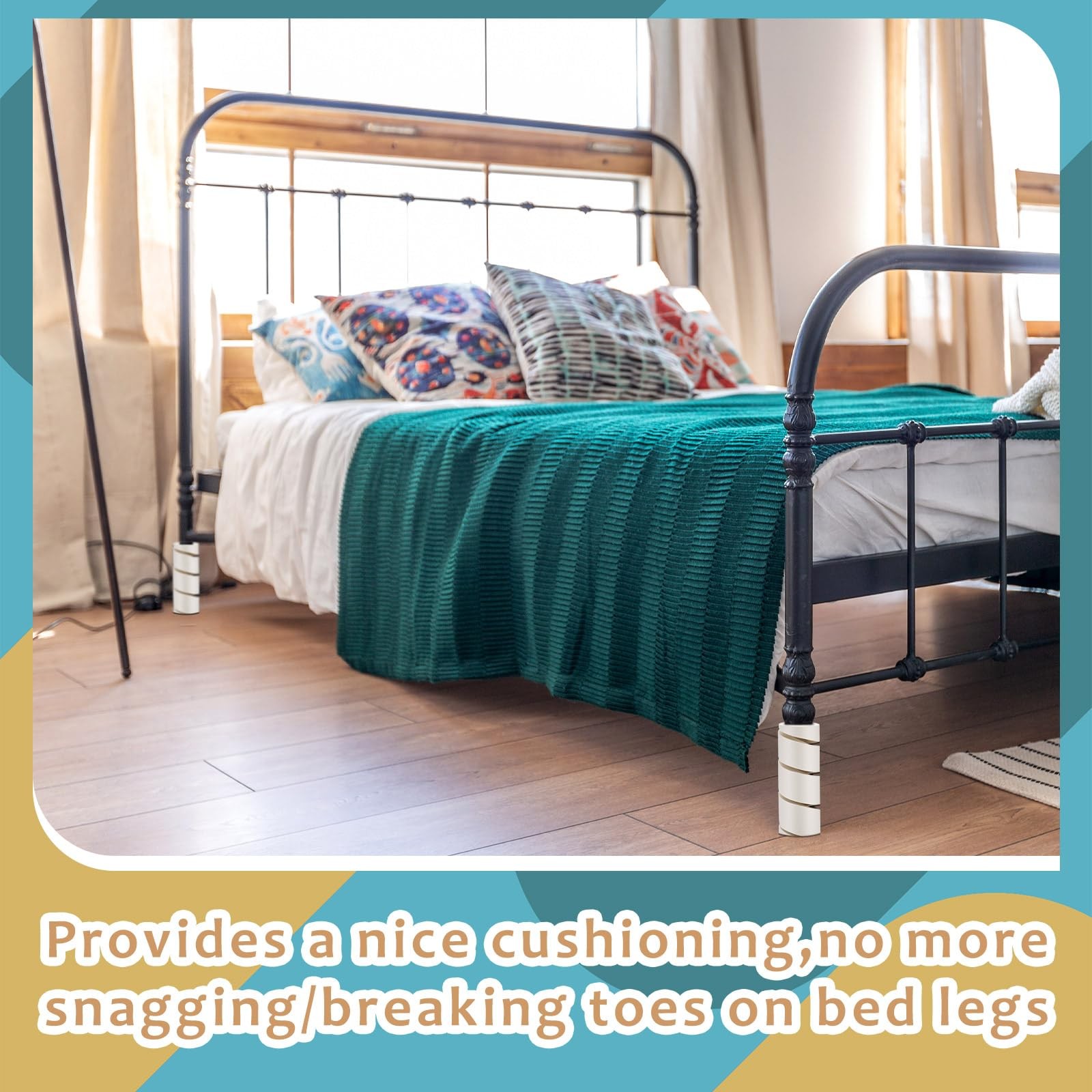 ReliThick 4 Pcs Bed Frame Toe Protectors 6" Leg Covers Feet White