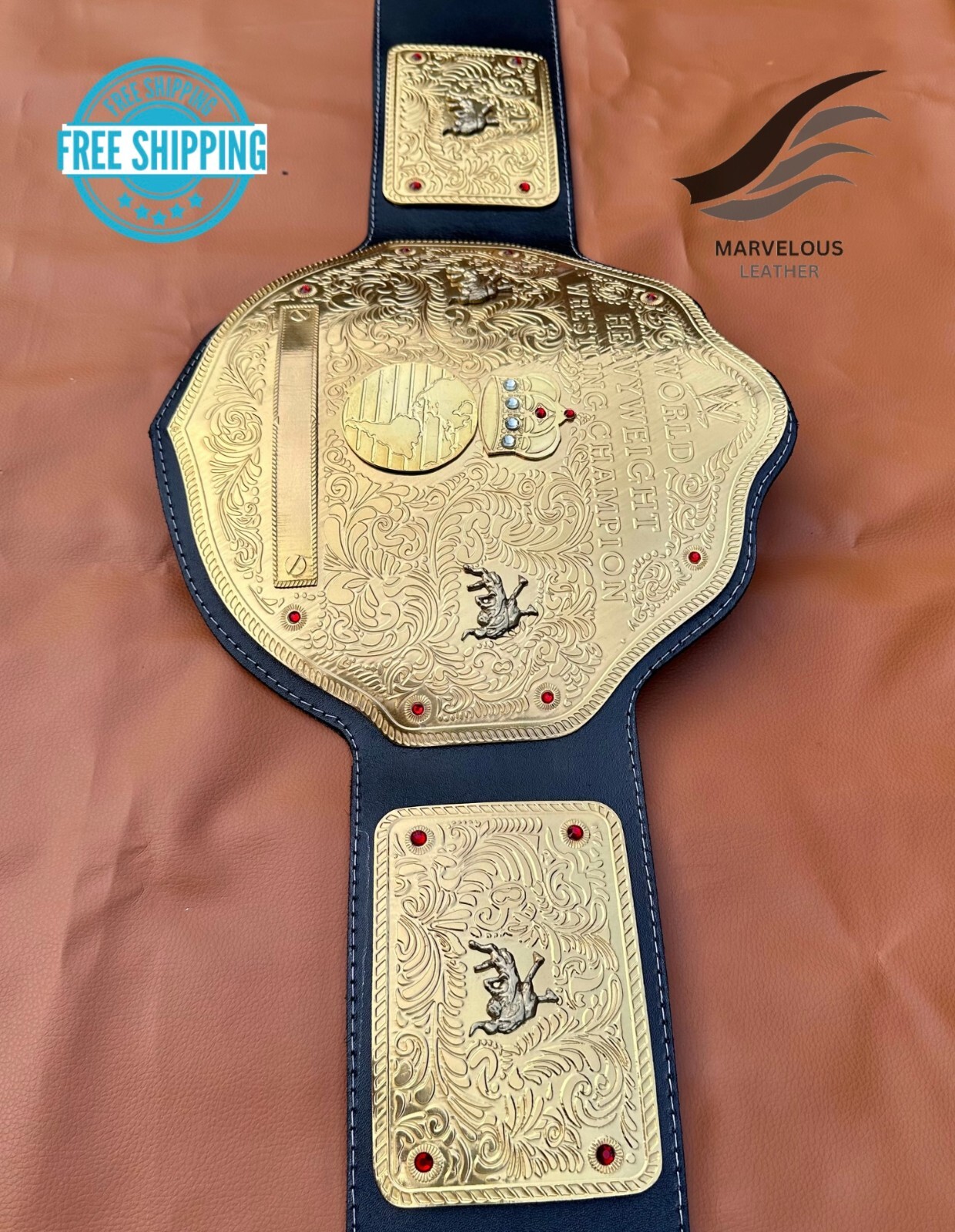 Big Gold World Heavyweight Championship Wrestling Belt Replica 2mm Brass Adult
