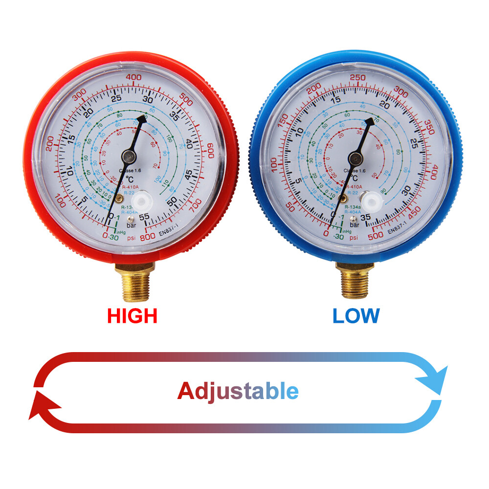 2 PCS REPLACEMENT MANIFOLD PRESSURE GAUGES SET HIGH & LOW SIDE AIR CONDITIONER