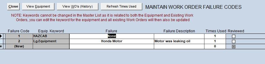 ZUD, MS Access CMMS app for Maintaining Equip, Inventory ,PM/Repair Work Orders