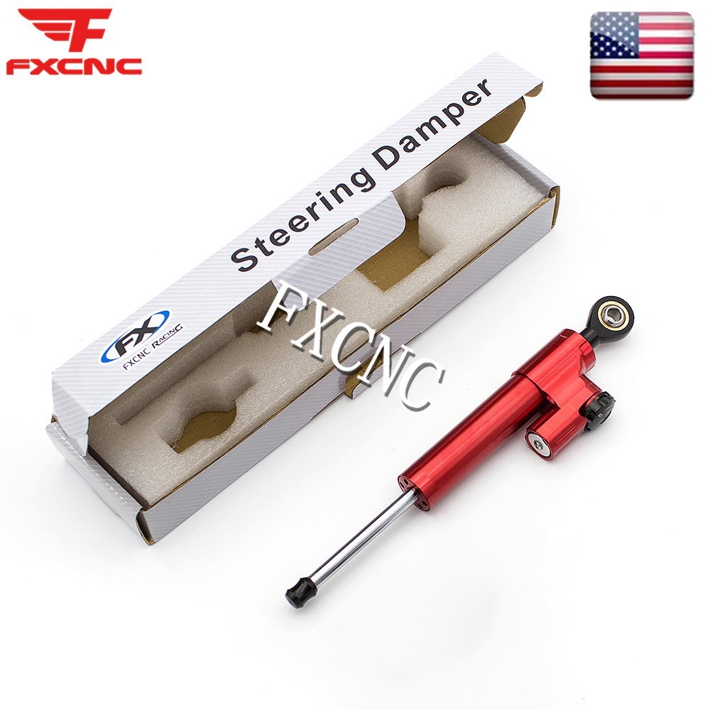 FXCNC Red Steering Damper Stabilizer & Mount Bracket Kit For Ducati Monster 696