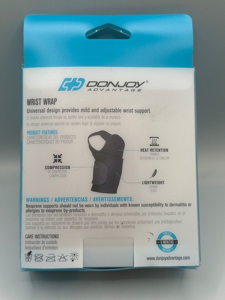 DonJoy Advantage Wrist Wrap Universal Strap Black One Size Mild Support