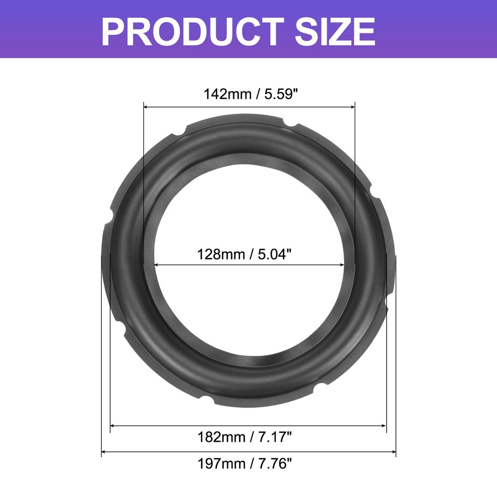 Black 8 Inch Rubber Notch Speaker Edge Surround Big Ring