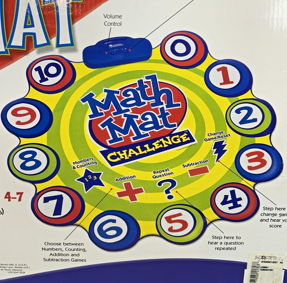Math Mat Challenge 34" Talking Floor Mat Quiz Game - Learning Resources - Works!