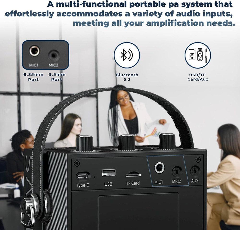 Bluetooth 5.3 Voice Amplifier with Wireless Microphone Headset,Personal Wireless