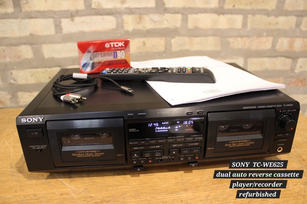 Sony TC-WE625 Dual Record Cassette Deck w/remote SERVICED Fully Functional Exce.