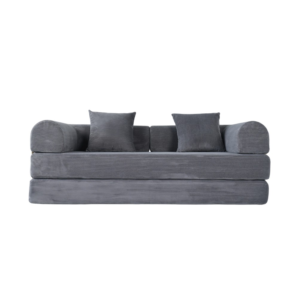 2-in-1 Foldable Convertible Sofa Bed, 75" Sleeper w/ Memory Foam, Grey