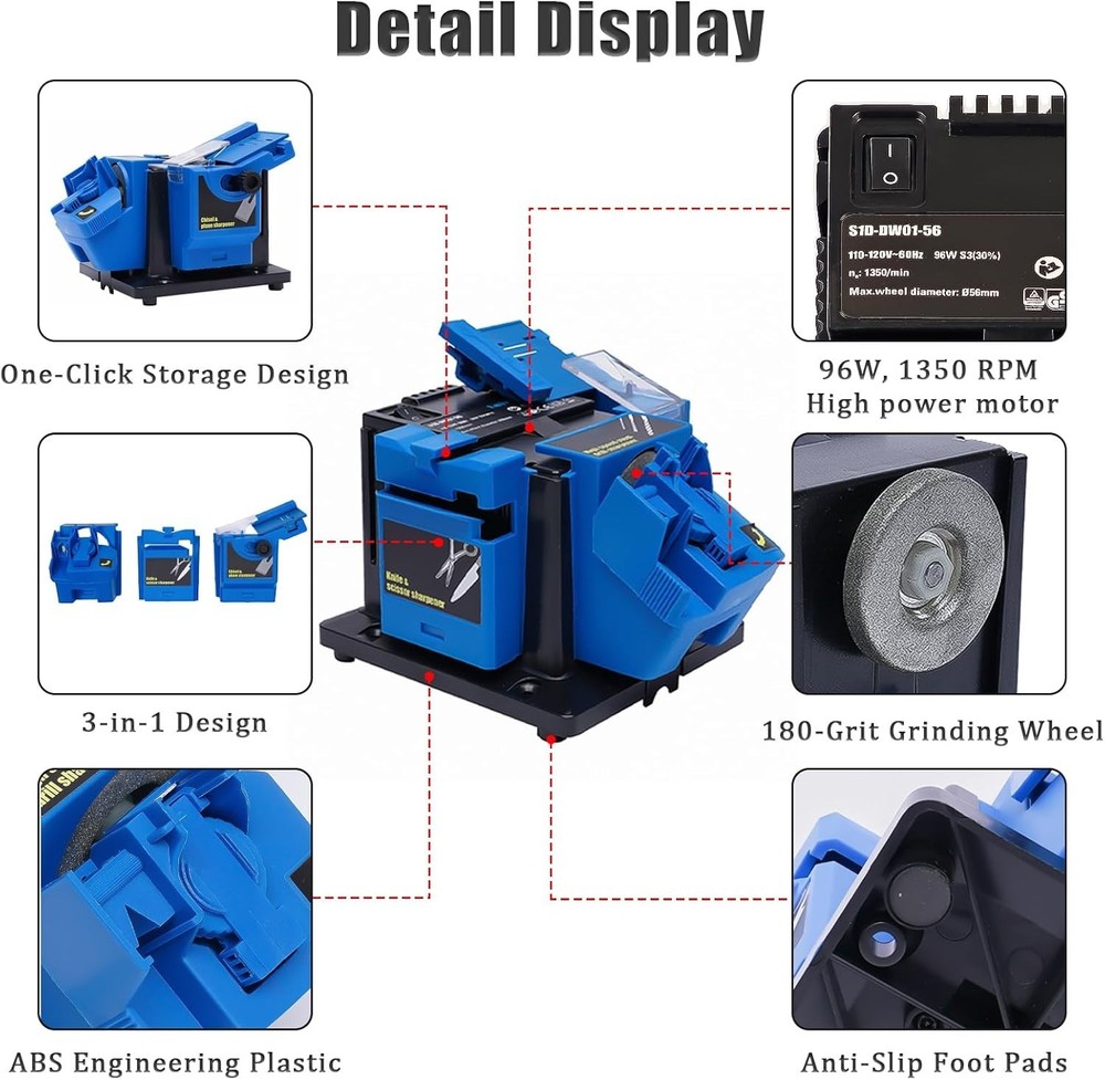 Electric Drill Bit , 3-in-1 Multifunction Electric Sharpening Machine for Kni...