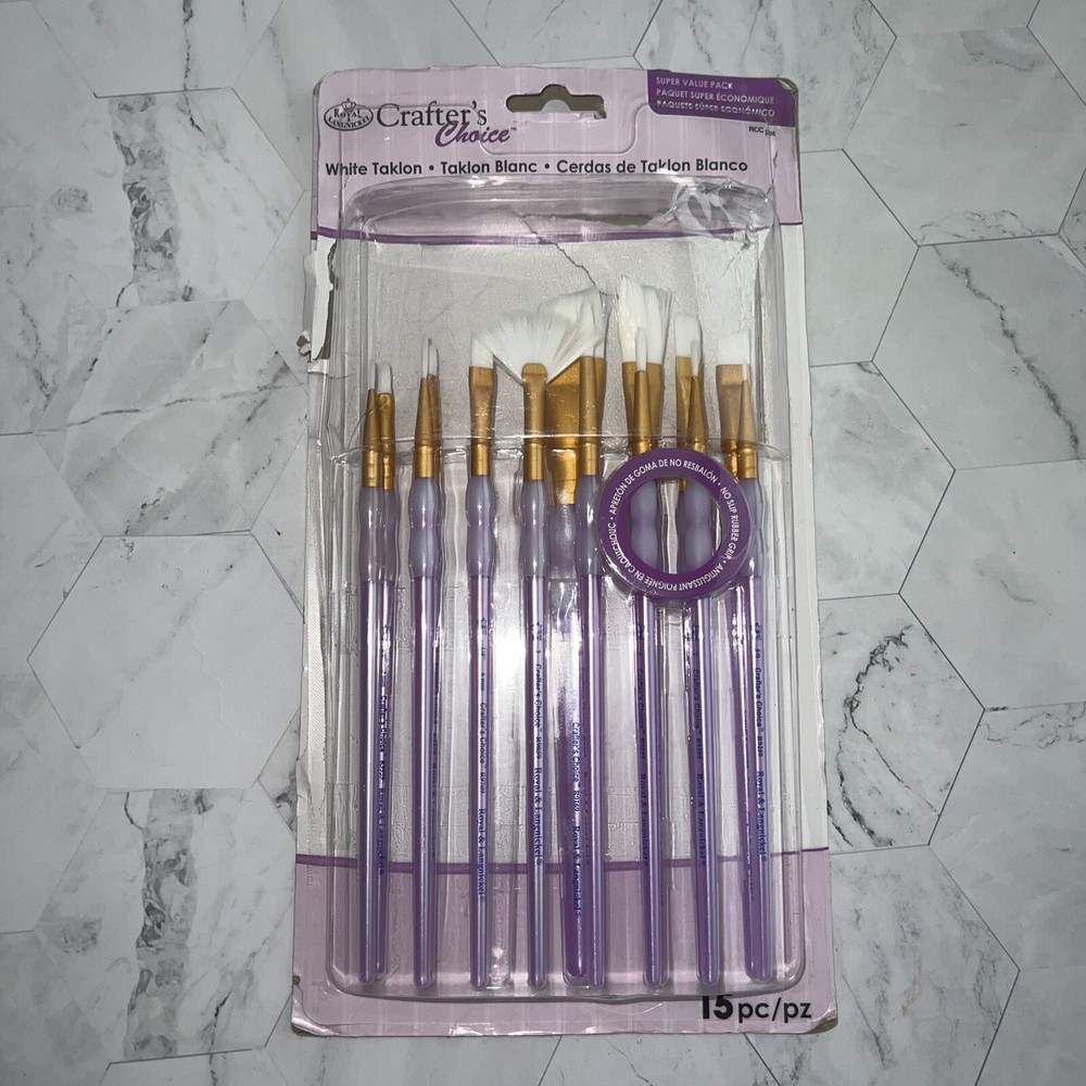 Crafter's Choice White Taklon Brush Value Set-15/Pkg -RCC604