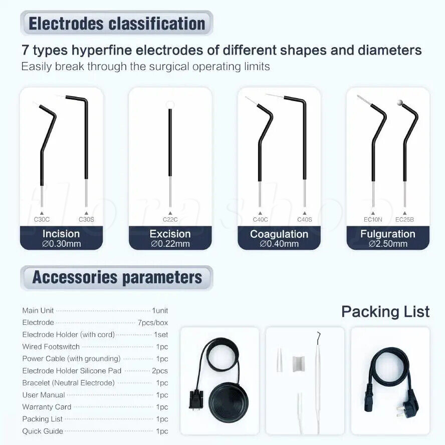 Dental Electro Electrosurgery Unit Machine High Frequency Electric 7 Knife Tips