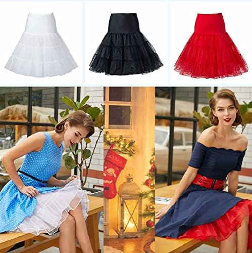 50S Women Petticoat Underskirt Retro Crinoline Half Slips Rockabilly Tutu Skirt