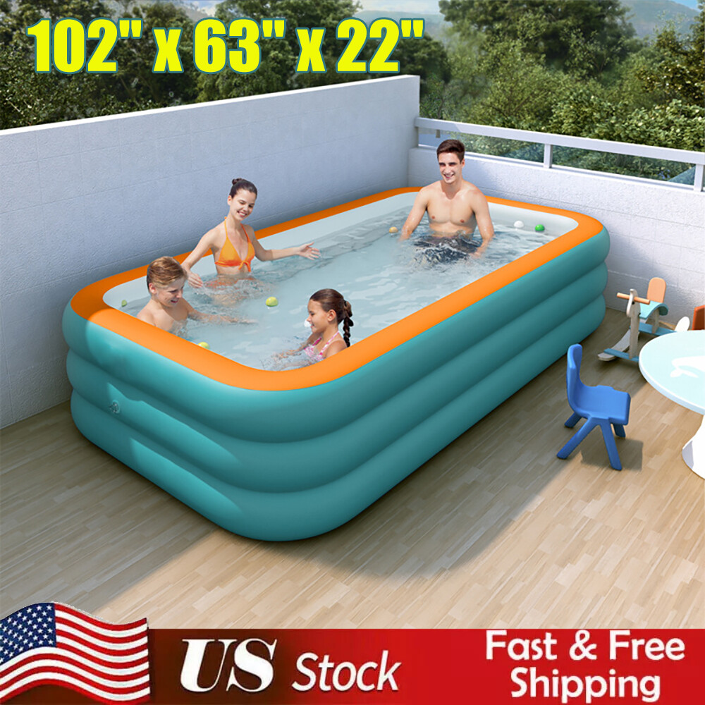 Family Inflatable Swimming Pool for Kids Adults Thickened Large 102" x 63" x 22"