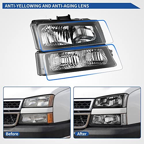 Headlight Assembly Replacement for 2003-2006 Chevy Silverado 1500 1500HD