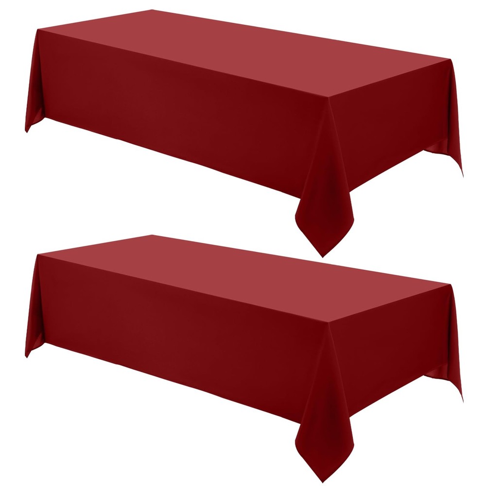 Rectangle Tablecloths 90x132 Inch 2 Pack Red Tablecloth for 6ft Washable Deco...