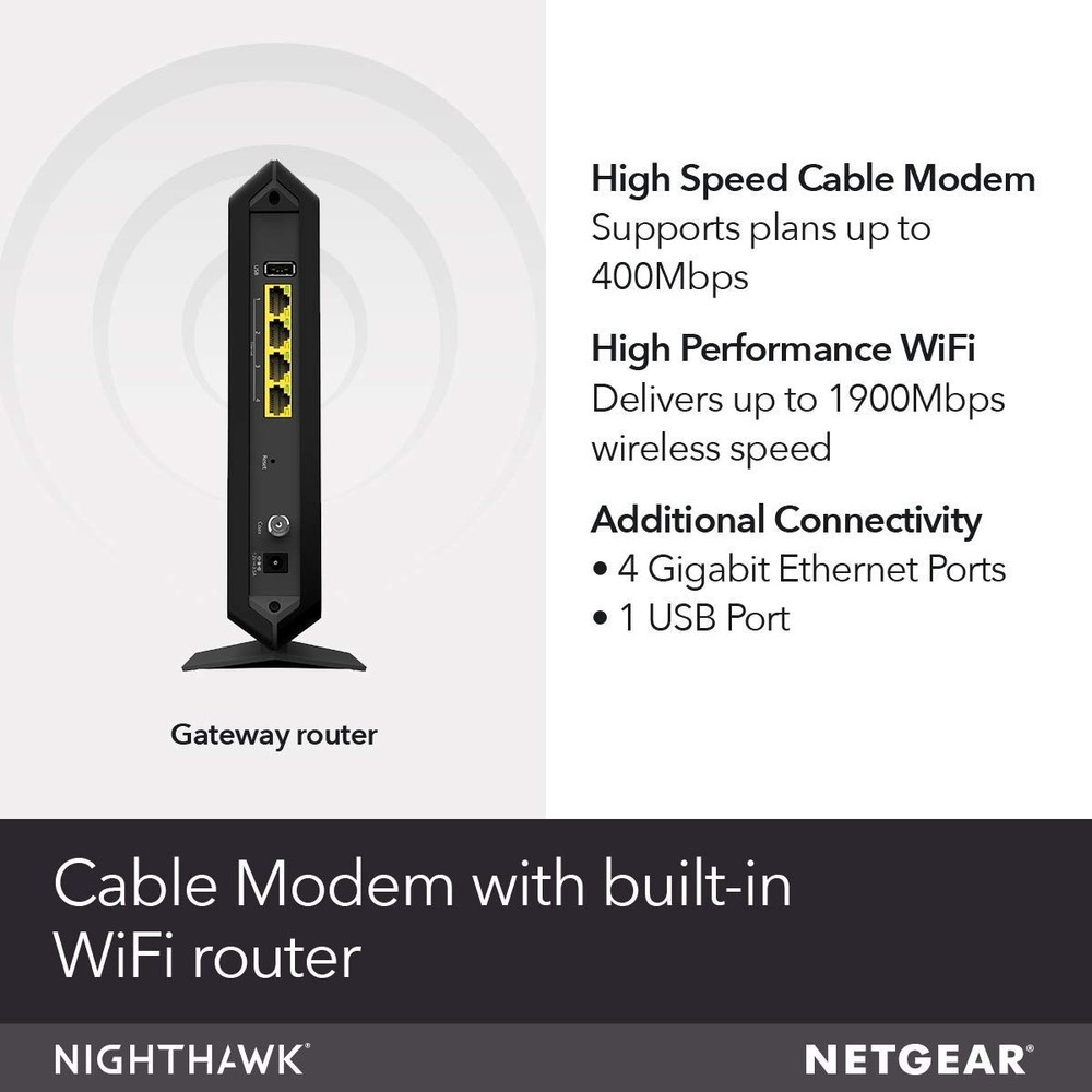 Netgear Nighthawk Cable Modem WiFi Router Combo C7000 Compatibility Cable Provid