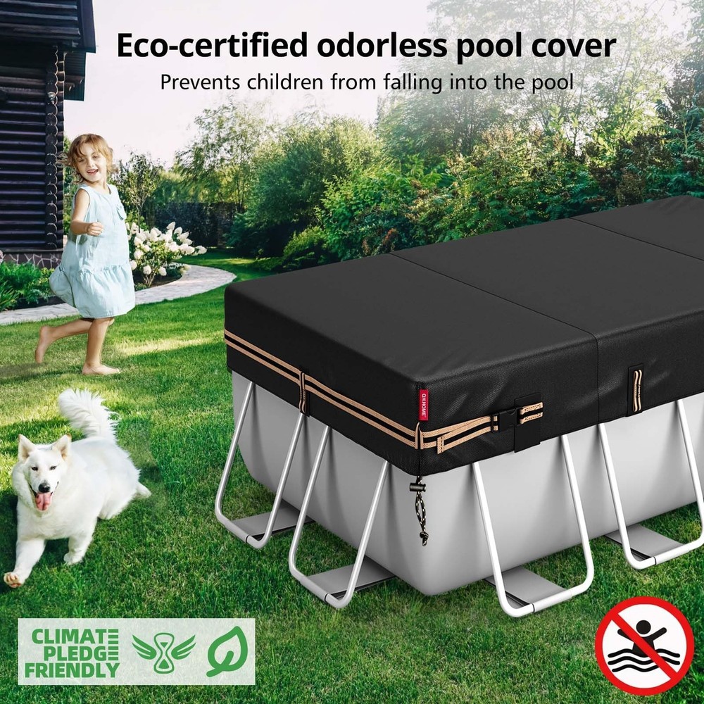 QH.HOME Rectangular Pool Cover for 8x16 Ft Bestway/Intex/Coleman Frame Rectan...