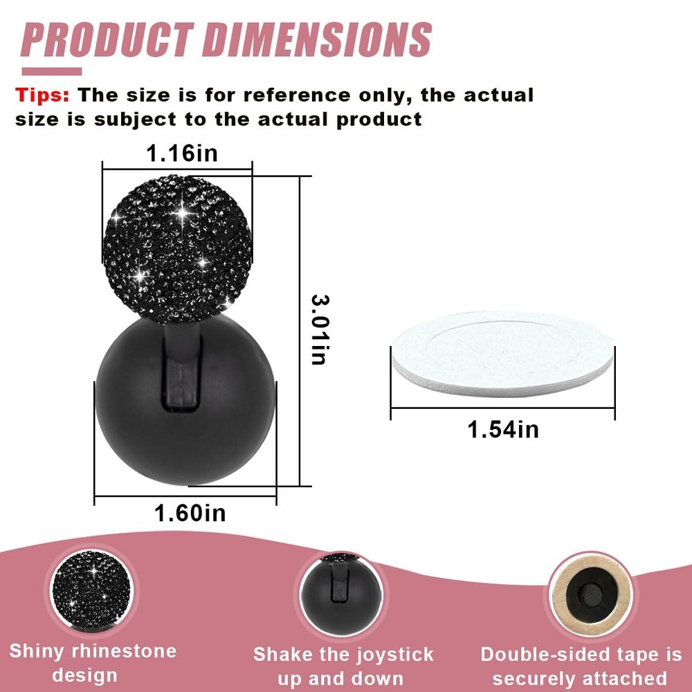 Car Push Start Button Cover, Rhinestone Engine Stop Black