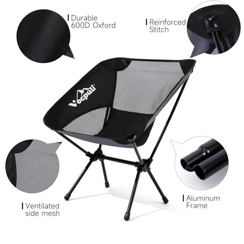 Camping Chair, Lightweight Folding Backpacking Chairs - Single Pack Black