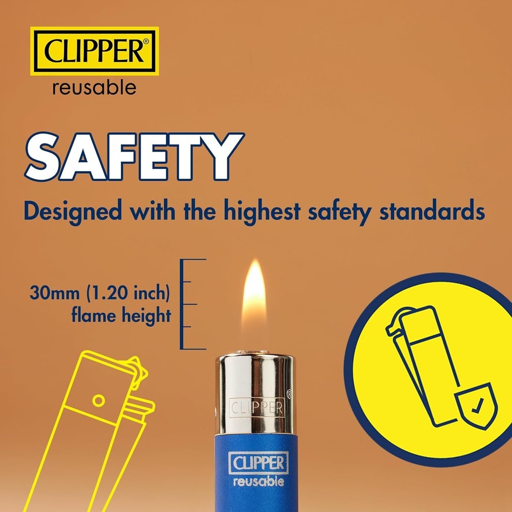Clipper CP22 Zig-Zag Lighters – 4-Pack | Refillable, Durable & Wind-Resistant