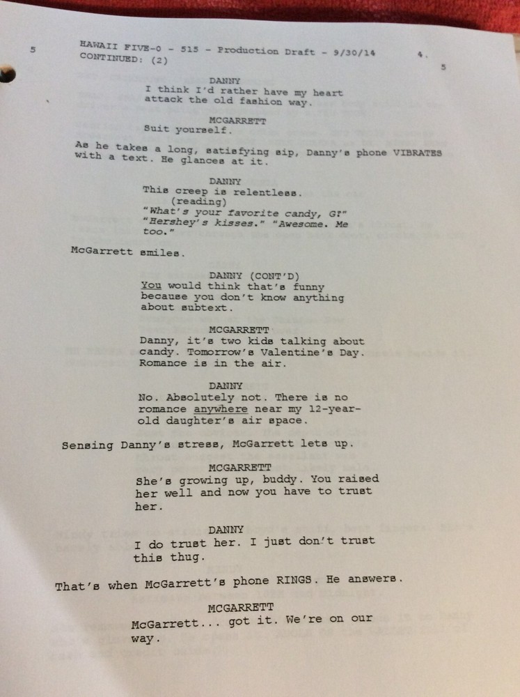 HAWAII FIVE-O ORIGINAL SCRIPT 515 SCHEDULE 2014 E 'IMI PONO DANIEL DAE KIM