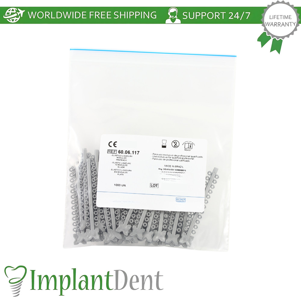 Dental Elastic Ligature Gray Silver Modules 0rthodontic Bracket Arches Fixation