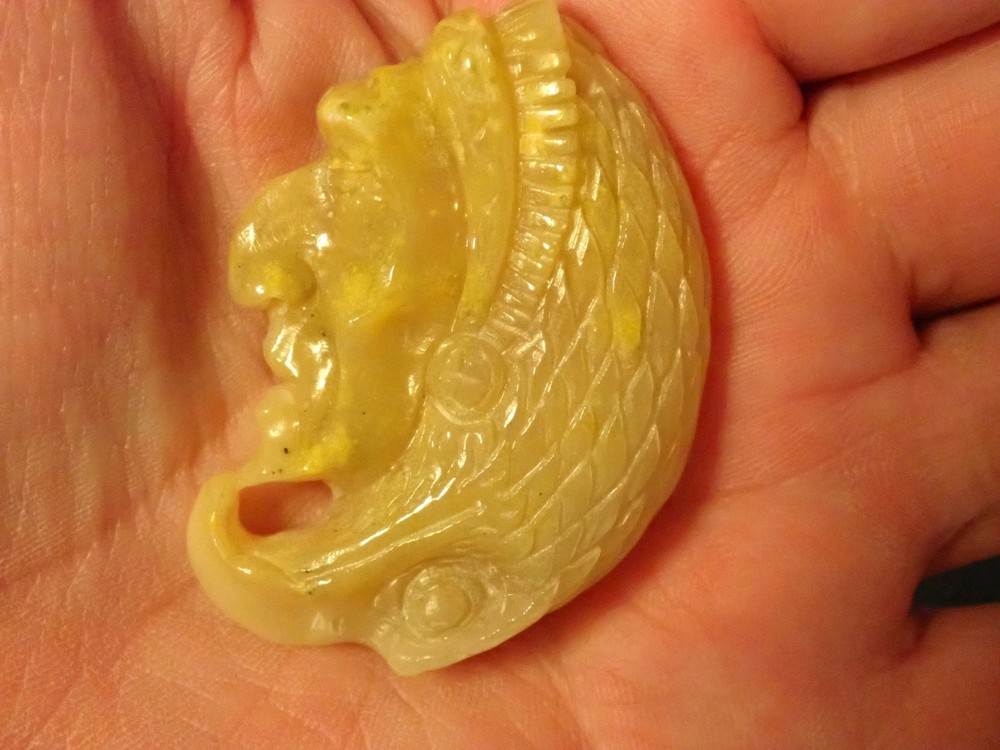 Yellow Jasper Indian Head with Eagle Pendant