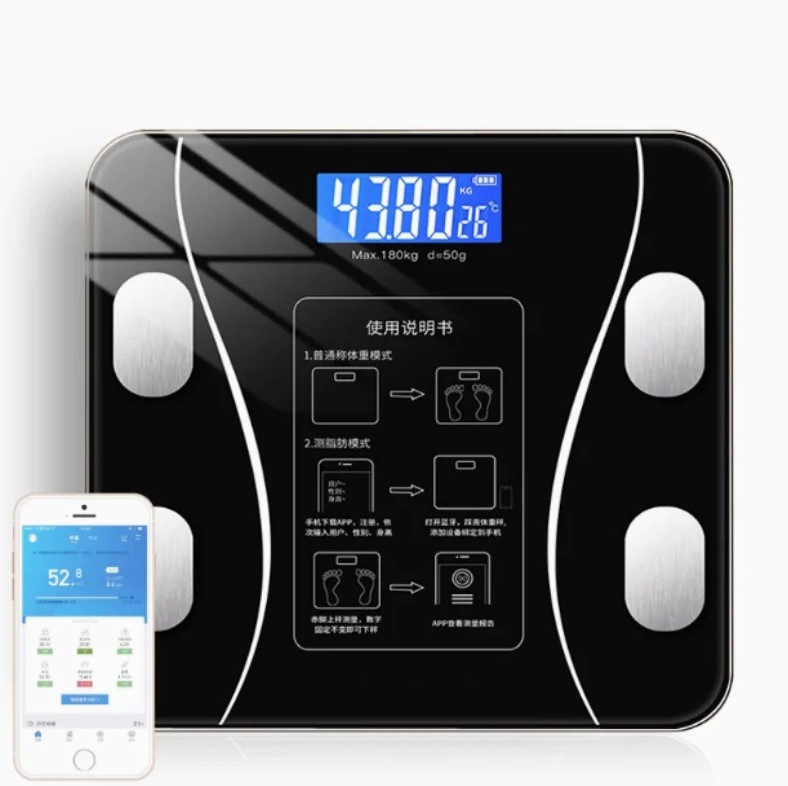 1pc Smart Bluetooth Body Fat Scale Digital Electronic Fitness Tracking App Home
